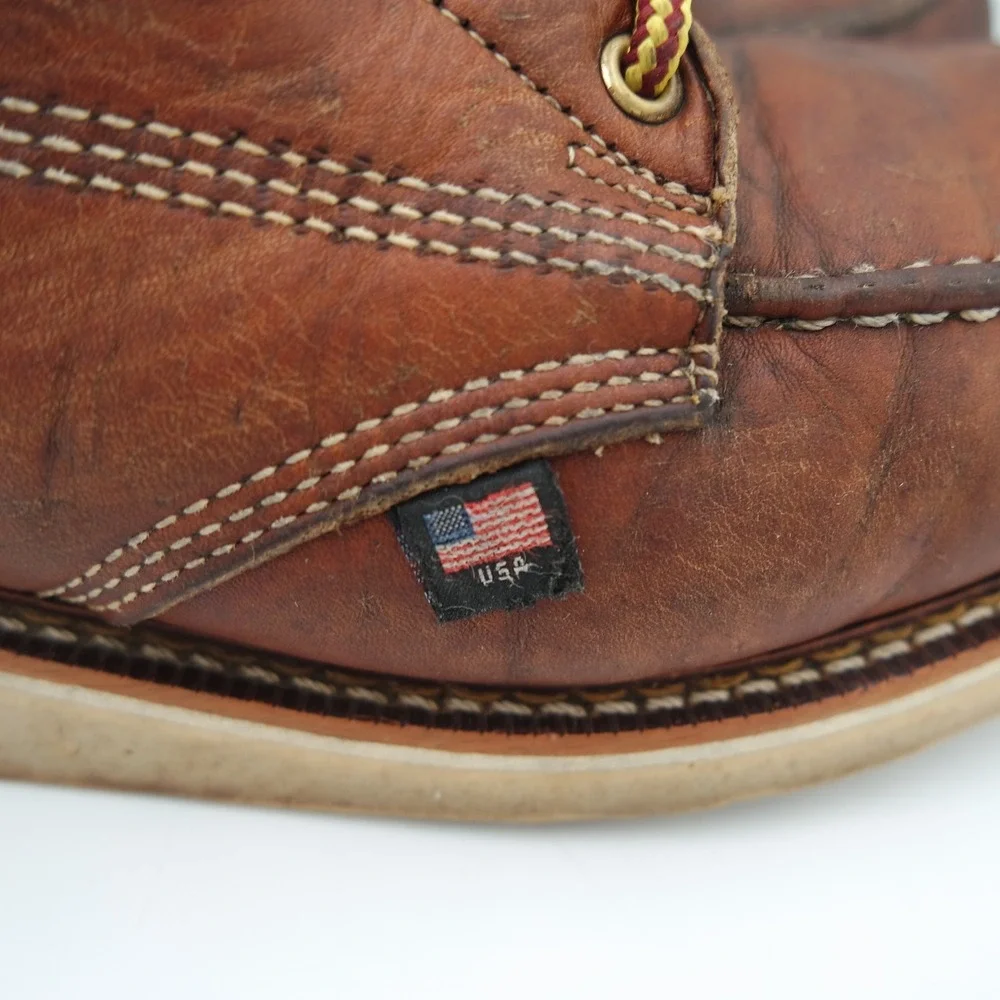 Thorogood Mens American Heritage 6in Moc Toe Work Boots Tobacco Leather USA Sz 9